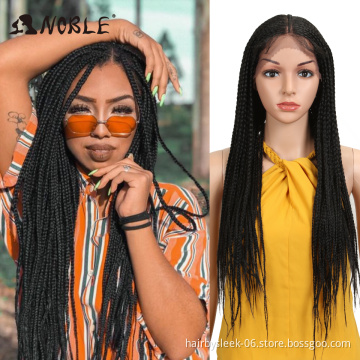Noble Hair Braided Synthetic Lace Front Wig for Women Free Parting Red Ombre Brown Ponytail Crochet Braid Hair New Style Fashion